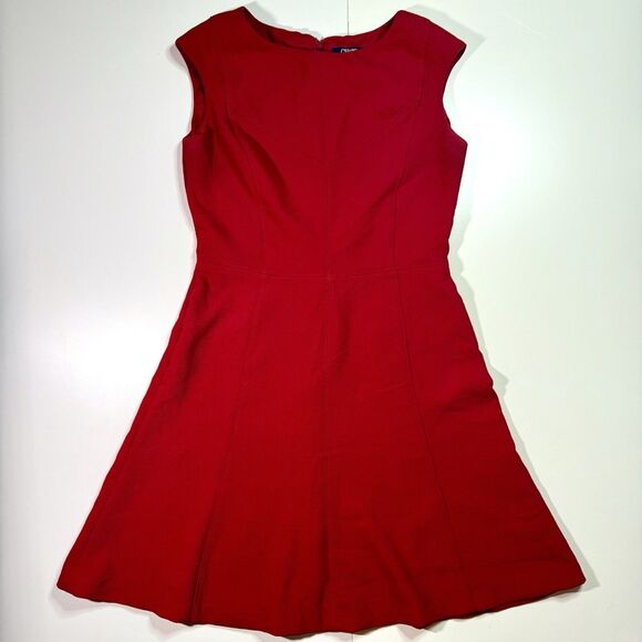 Chaps Ralph Lauren Cherry Red Sleeveless Midi Fit & Flare Zip Close Dress Size 6 - Picture 9 of 10